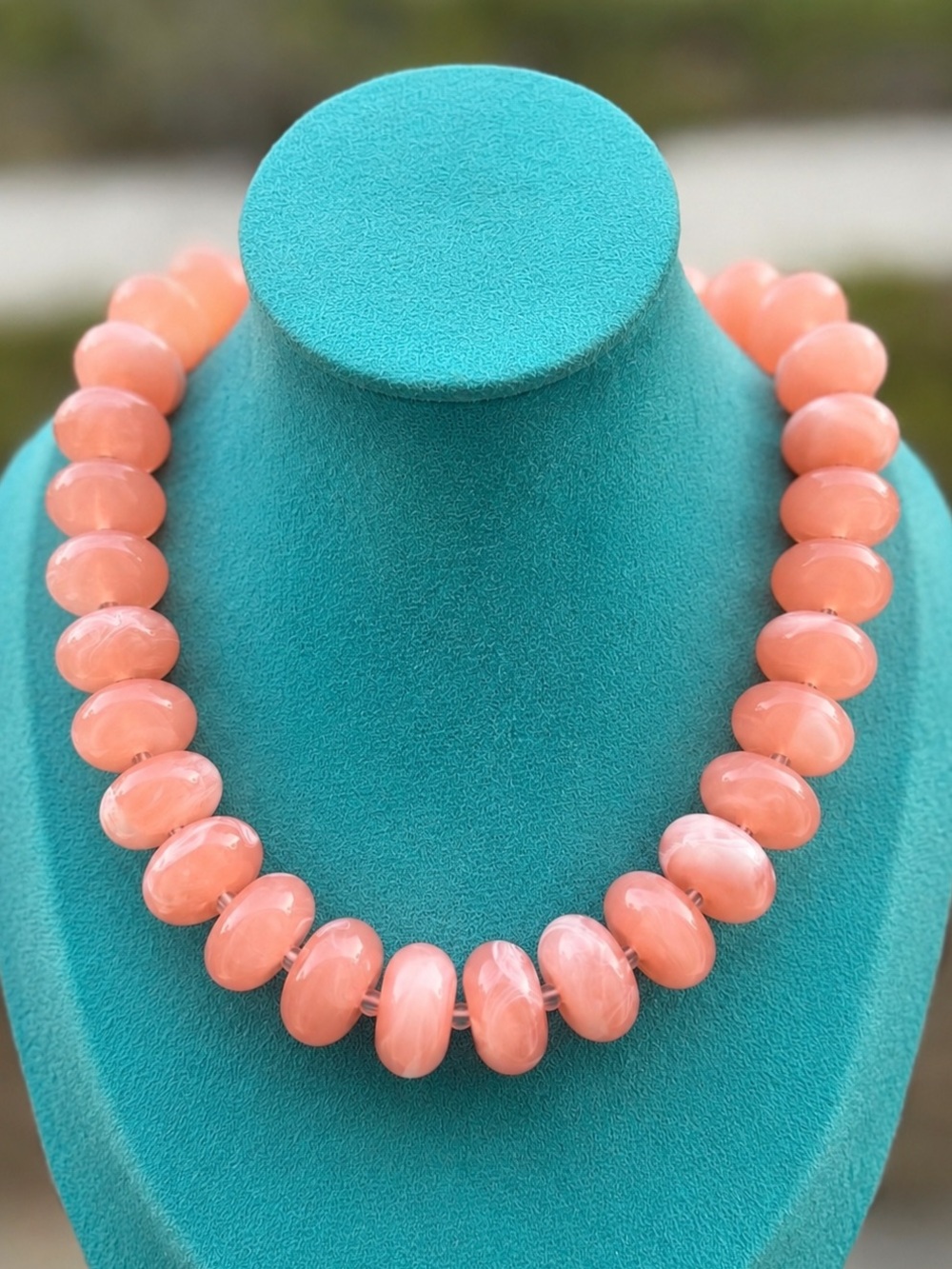 Chunky Pink Beaded Necklace - Elegant Women’s Summer Jewelry